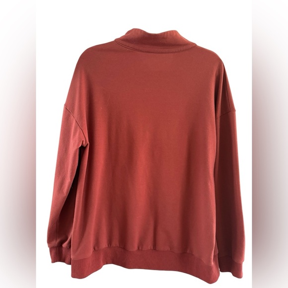 Cozy Burnt Orange Half Zip-Up Sweatshirt - Picture 5 of 6